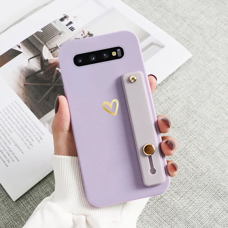 cute samsung cases For Samsung Galaxy S10 Plus Case Flowers Cover For Samsung Galaxy S10Plus GalaxyS10 GalaxyS10Plus Wrist Strap Holder Fundas Etui silicone case samsung Cases For Samsung