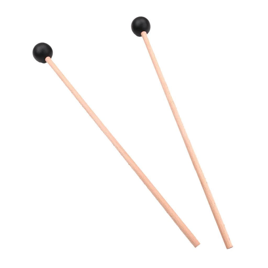 1 Pair Marimba Mallets Bell Mallets Glockenspiel Sticks, Rubber Head Stick with Maple Wood Handle