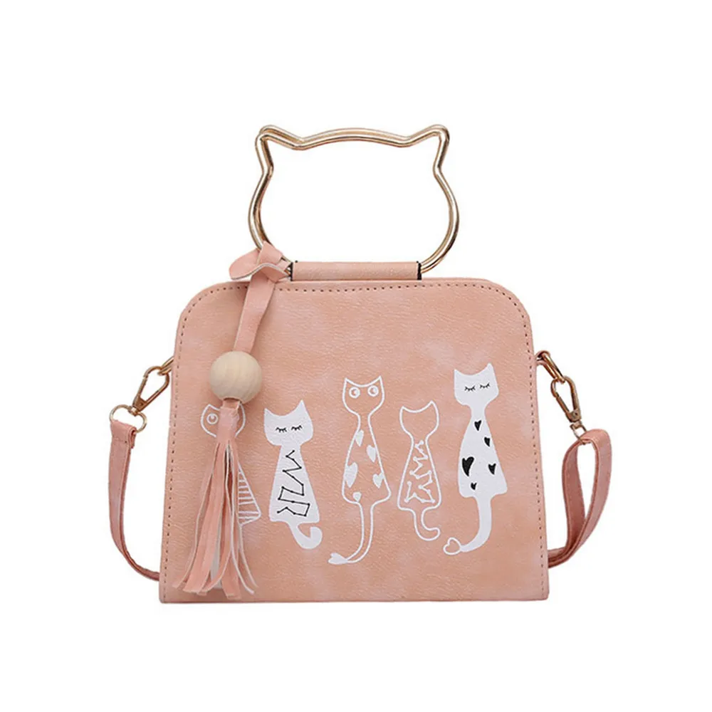 Женская сумка через плечо с милым котом, сумка-тоут из искусственной кожи, сумка на молнии, сумка через плечо, сумка-мессенджер, кошелек, сумка, bolso mujer# YJ