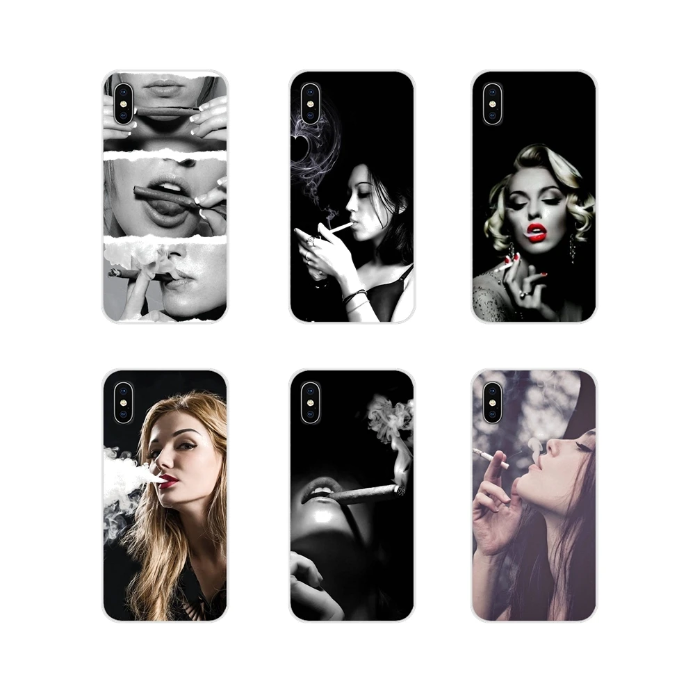

For Huawei G7 G8 P7 P8 P9 P10 P20 P30 Lite Mini Pro P Smart Plus 2017 2018 2019 Silicone Shell Cases Sexy Lady Cigarette Smoking
