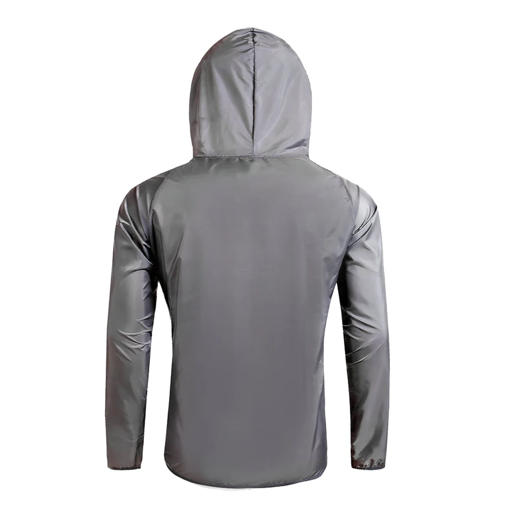 UV Protection Cycling Rain Skin Coat Jacket Windproof Raincoat Jersey Sportswear Grey for Hiking Camping Outdoor Activities