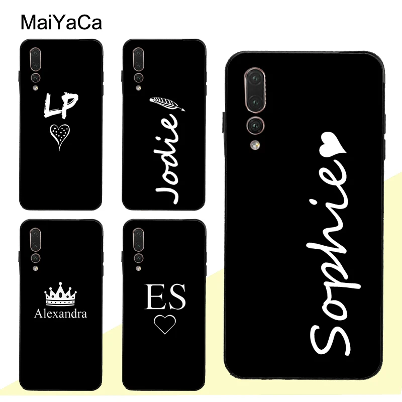 MaiYaCa персонализированные инициалы имя черный чехол для Huawei P30 Pro P40 P10 P20 Lite Mate 20 30 10 P