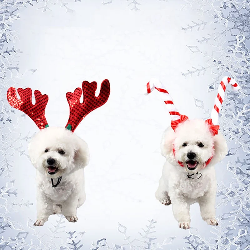 Милая Рождественская повязка на голову для домашних животных, шапка с рогом оленя, костюм для собак, щенков, кошек, косплей, вечерние головные уборы, шапки для собак, кошки, Декор