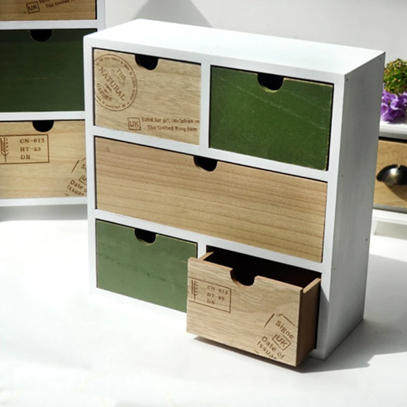 

Promotion! Vintage Wooden Box Storage Drawer Wooden Chest of Drawers Jewelry Office Home Decoration Desktop Storage Box