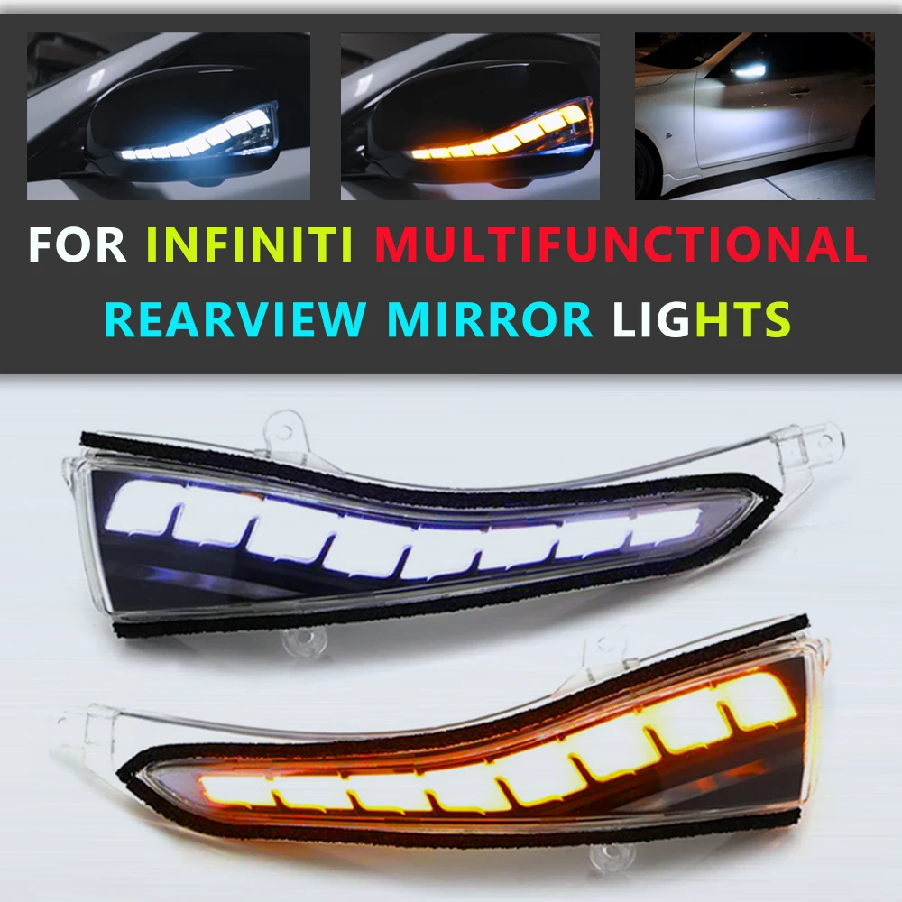 US $108.13 Rearview Mirror Light Sequential Side View Mirror Turn Signal Upgrade Revolving Dynamic For Infiniti Q50 Q60 Q70 QX30 QX50 QX60