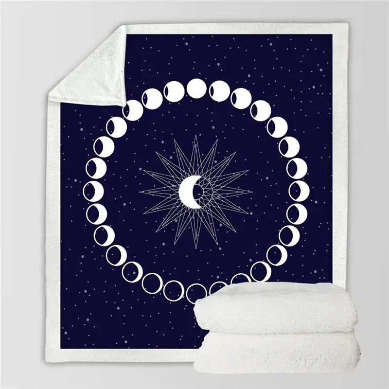 Постельные принадлежности Outlet Moon Eclipse меняющееся бархатное плюшевое пледы одеяло Galaxy с принтом шерпа одеяло для дивана пейзаж постельные принадлежности пледы - Цвет: 4