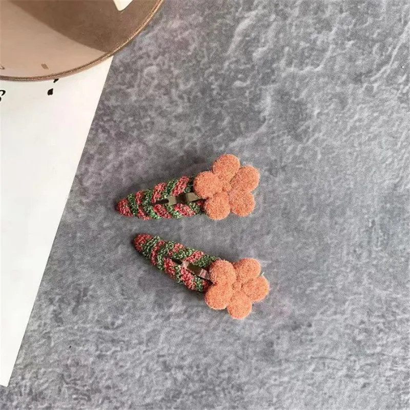 flower bb clip 2 10 пара/лот, разноцветные бутиковые заколки для волос для маленьких девочек, модные заколки для волос с цветами, помпонами, помпонами, детские аксессуары для волос - Цвет: flower bb clip 2