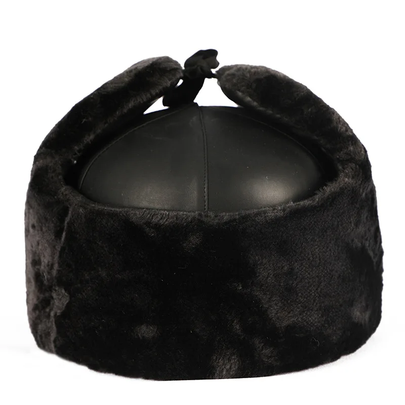 

Hengshui Kaiyuan snow proof labor protection helmet cotton Safety Helmet Black Leather pronorson short plush shell thickened