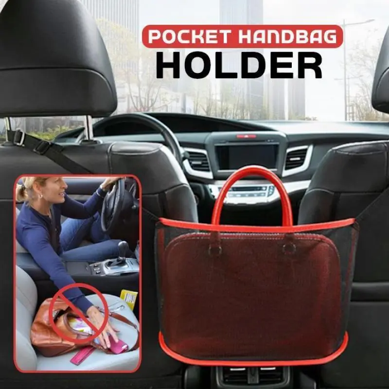 

Car Seat Storage And Handbag Holding Net Pocket Holder Organizer Seat Side Mesh Net Bag For Packaging Bag Car Accessory