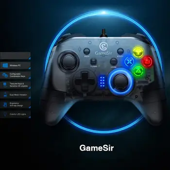 

GameSir T4C Gamepad Controller colorful LED light Joystick for PC Game with USB Receiver Wired Gamepad for Windows (7/8/9/10) PC