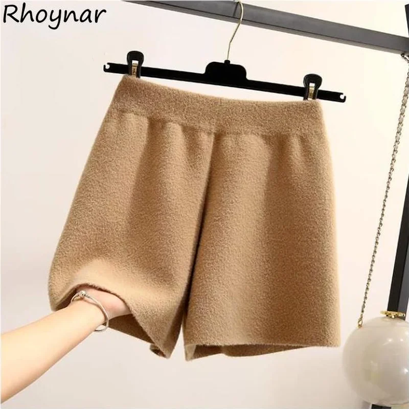 

Шорты женские осенние теплые свободные с широкими штанинами, однотонные универсальные уличные модные уличные штаны для колледжа в стиле Харадзюку, уютные и простые шикарные