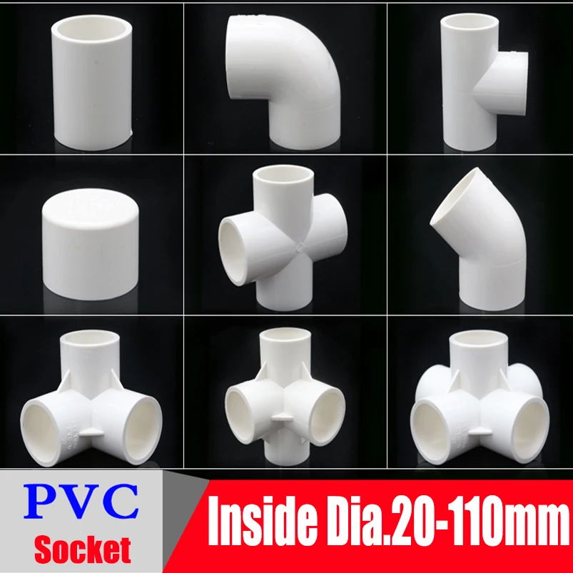 Connectors Pipe-Fittings Plastic Joint Elbow Water-Parts White PVC Nuonuowell Equal Solid