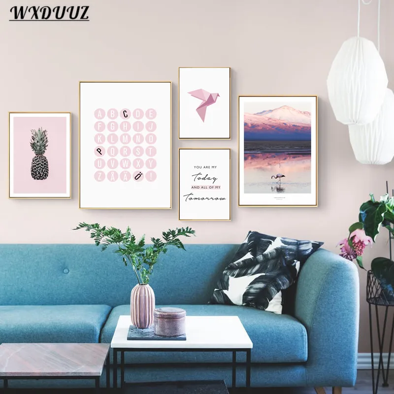 Скандинавский розовый креативный английский Фламинго художественный Декор