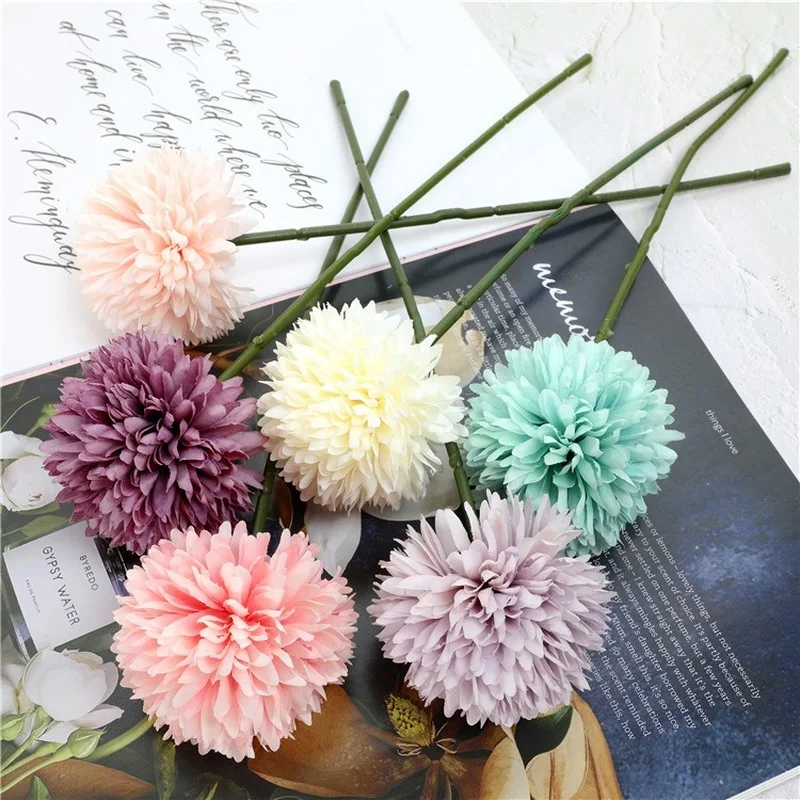 Multicolor Artificial Flower Bouquet Silk Dandelion Flower Ball Fake Flowers Diy Home Widding
