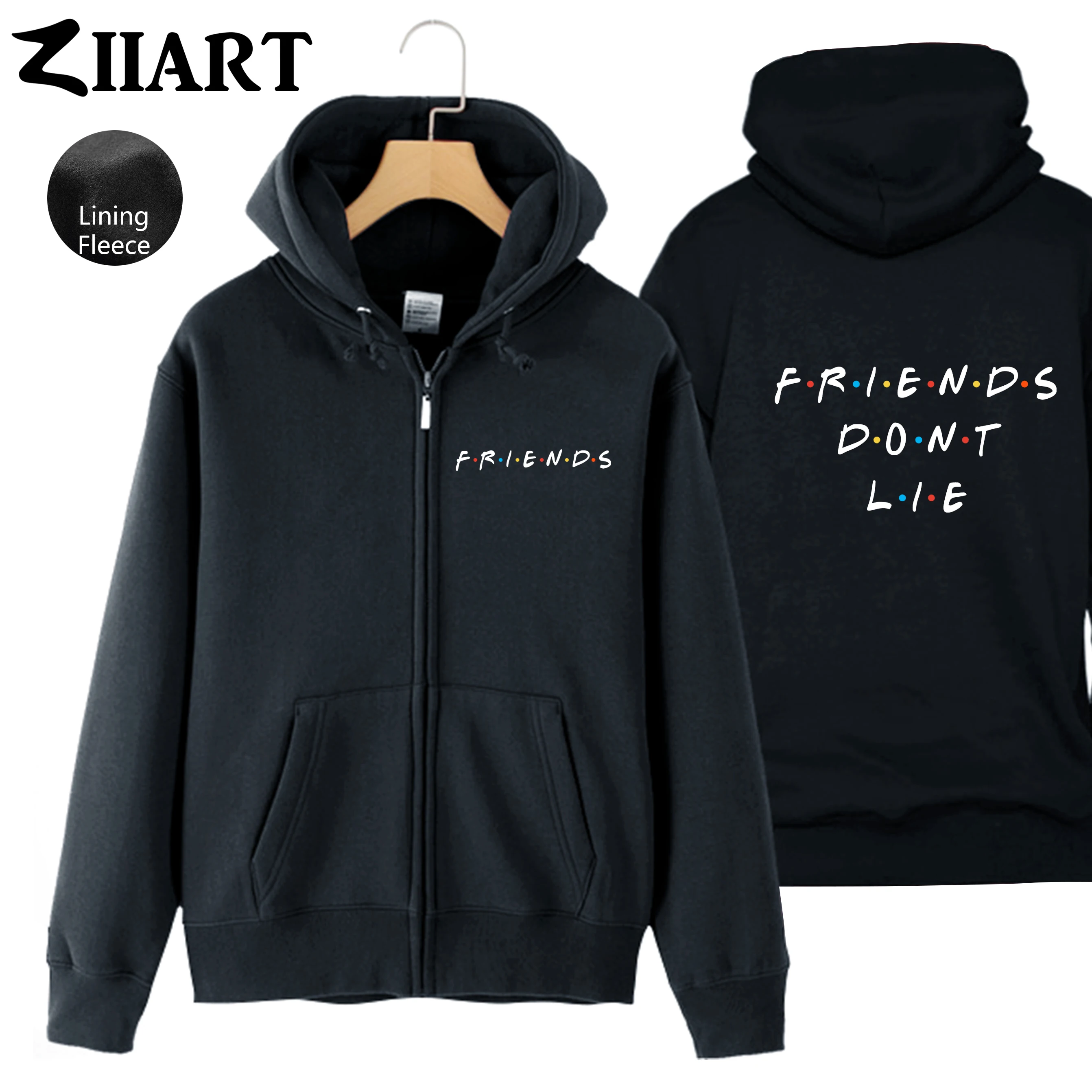Одежда для пары с надписью FRIENDS Don't LIE Friends флисовое пальто капюшоном на молнии