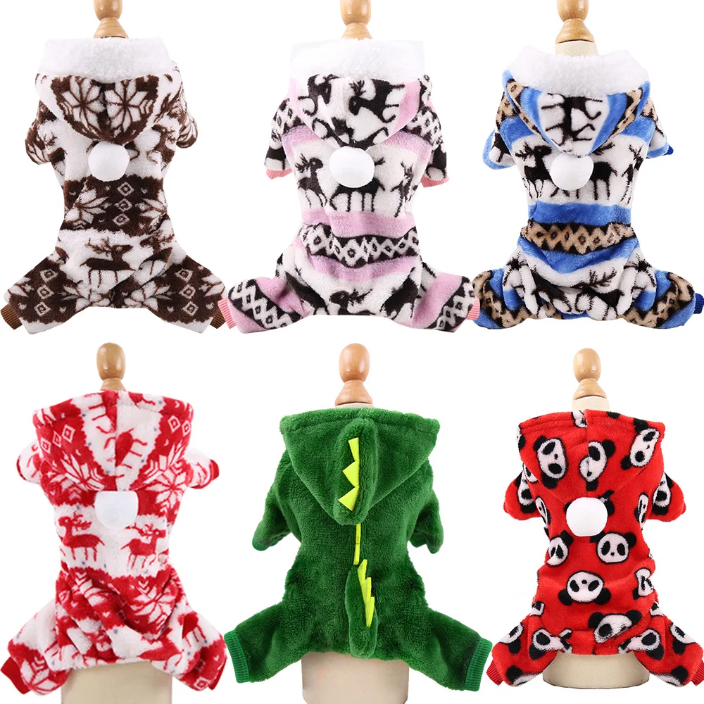 Christmas Pet-Dog-Clothes Soft Fleece Dog Pajamas Warm Winter Cat Clothing Chihuahua Dogs Jumpsuit Puppy York Coat Hoodies 30