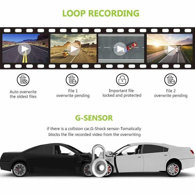 

10Inch HD LCD Dual Lens Car DVR 1080P Video Camera Recorder Night Vision Dash Cam OE88