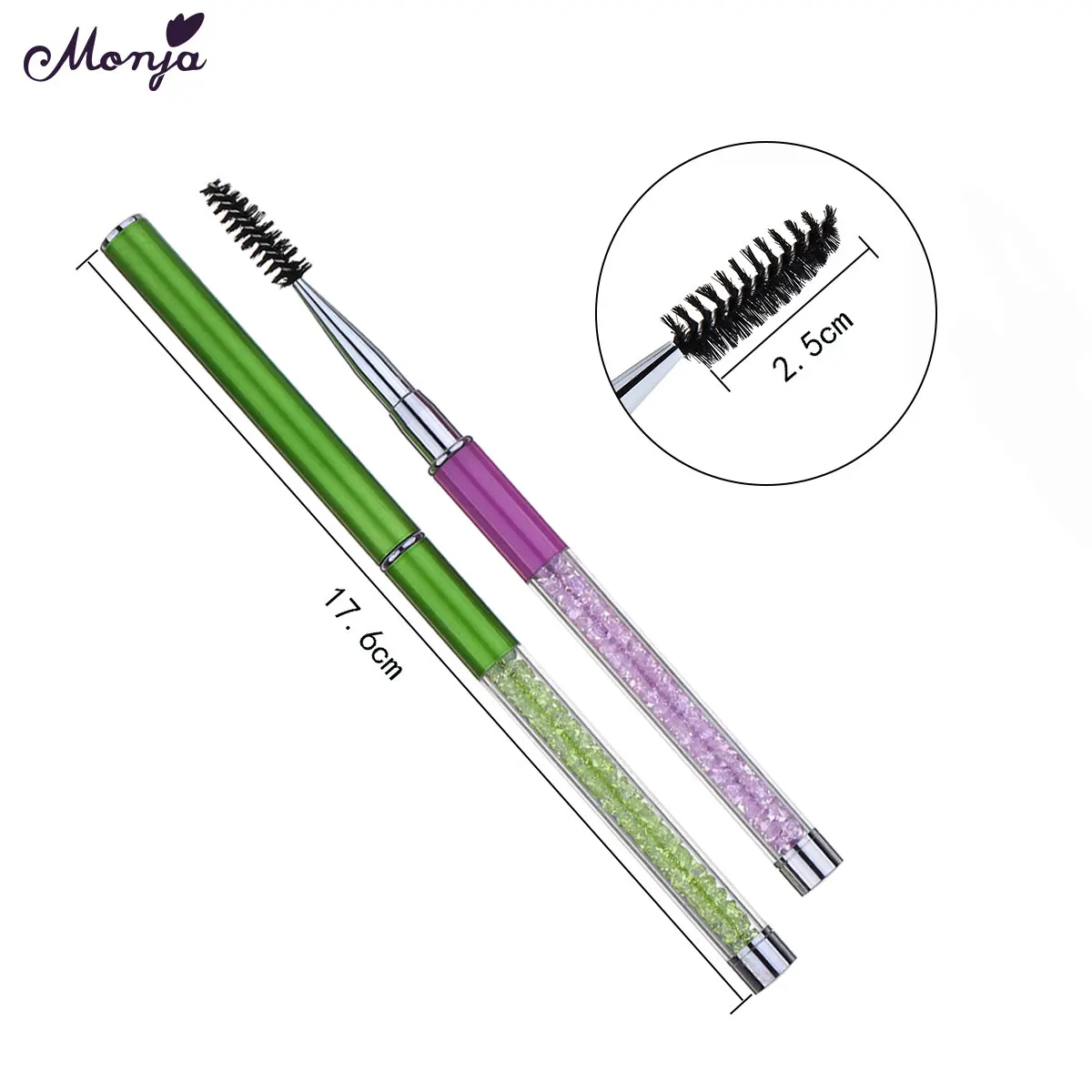 10 Colors Eyelash Makeup Brush Mascara Applicator Spiral Wands Rhinestone Handle Eyebrow Eyelash Extension Comb Cosmetic 3