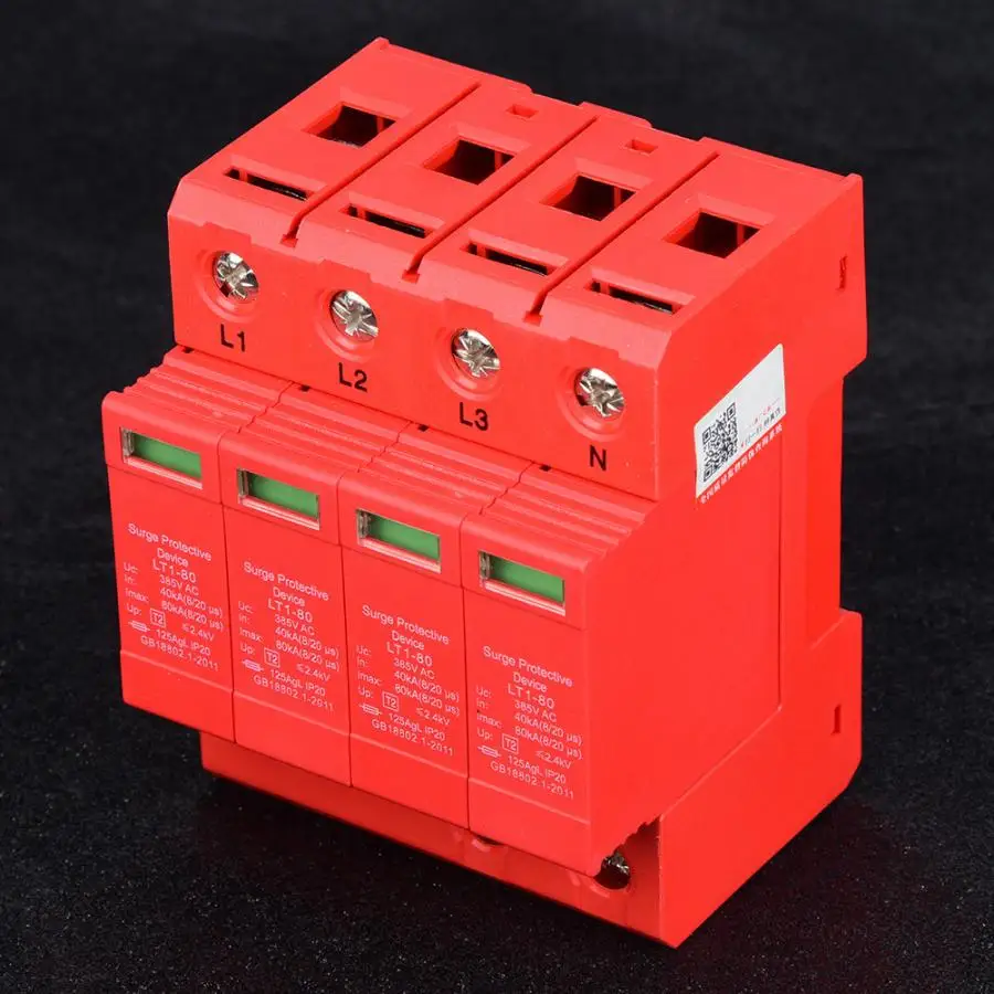 Generic Spd 40/80ka 385v Low Voltage Surge Protector Din Rail 4 Poles