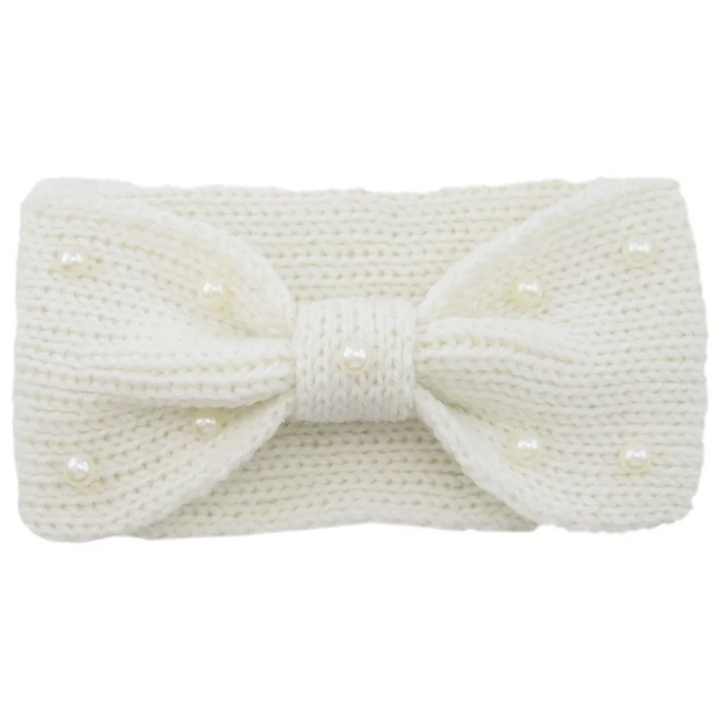 

Autumn Women Solid Pearl Hand-knitted Headband Thermal Hand Knitting Wool Pearl Sweet Lovely Girls Hair Hairband Keep Warm #LR1