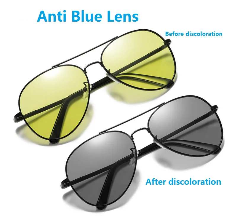 

2020 Men's Anti Blue Color Changing Polarized Sunglasses Classic Night Vision Gray Color Changing Sunglasses