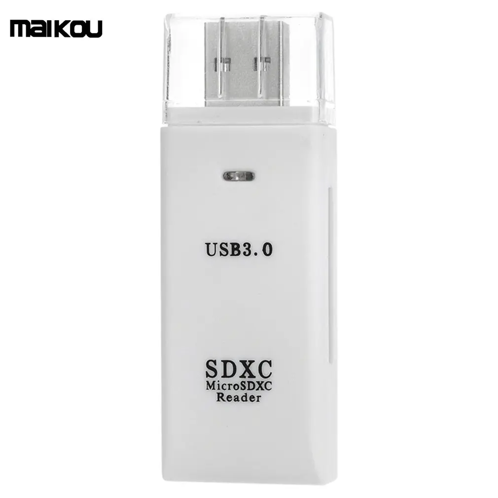 white Maikou USB 3,0 считыватель карт памяти с 2 слотами 5 Гбит/с Супер Скоростной кардридер с крышкой для SDXC SD TF Micro SD карты - Цвет: white