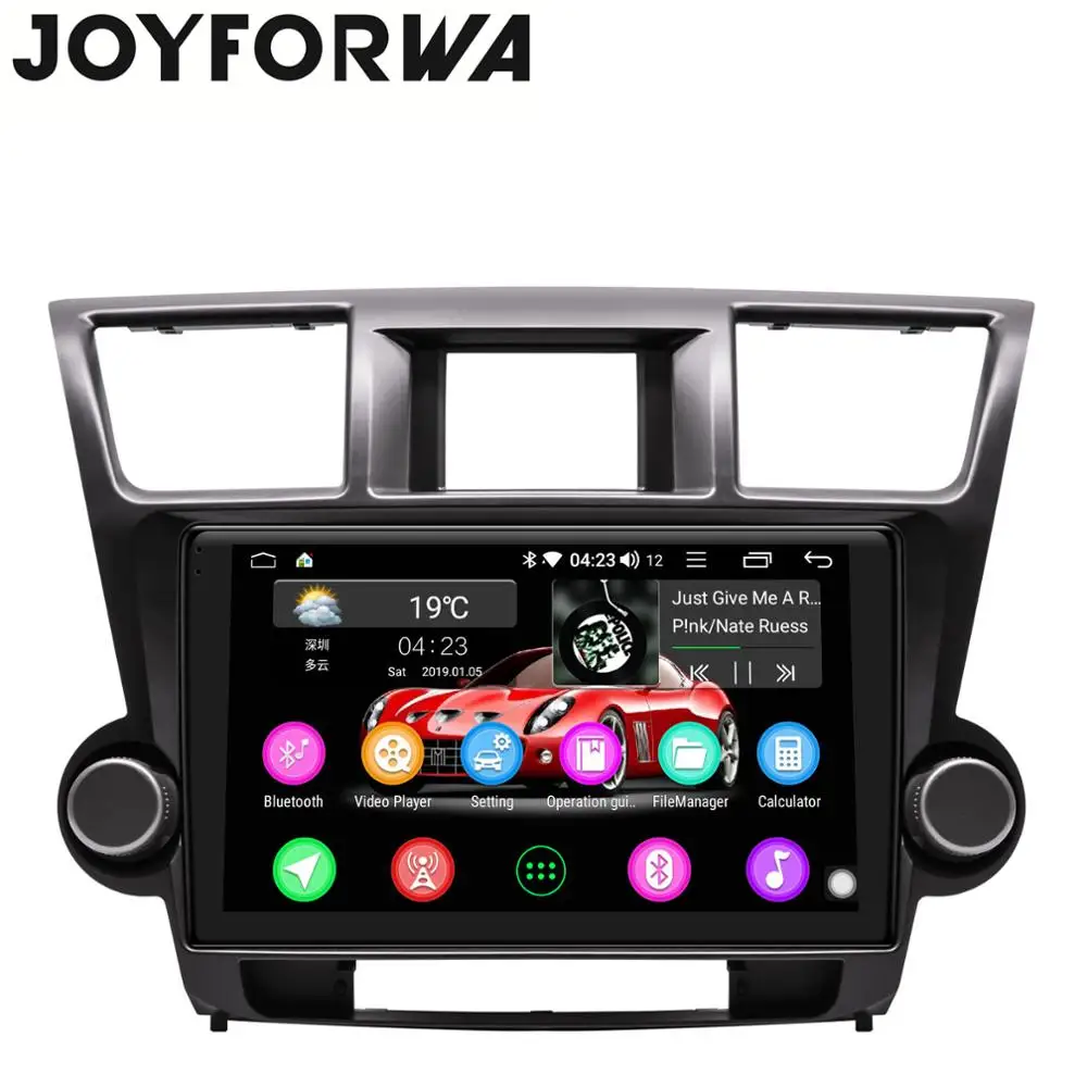 Perfect DSP Carplay 10.1" Android 8.1 Car Multimedia Radio for Toyota Highlander 2009-2014 GPS Subwoofer SPDIF WiFi 4G SIM DVR DAB OBD 4