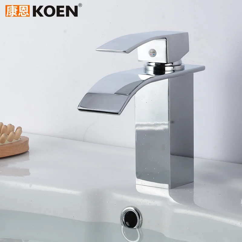 

for New Style Square Basin Faucet Wide-Mouth Waterfall Faucet Bathroom Basin Hot And Cold Faucet