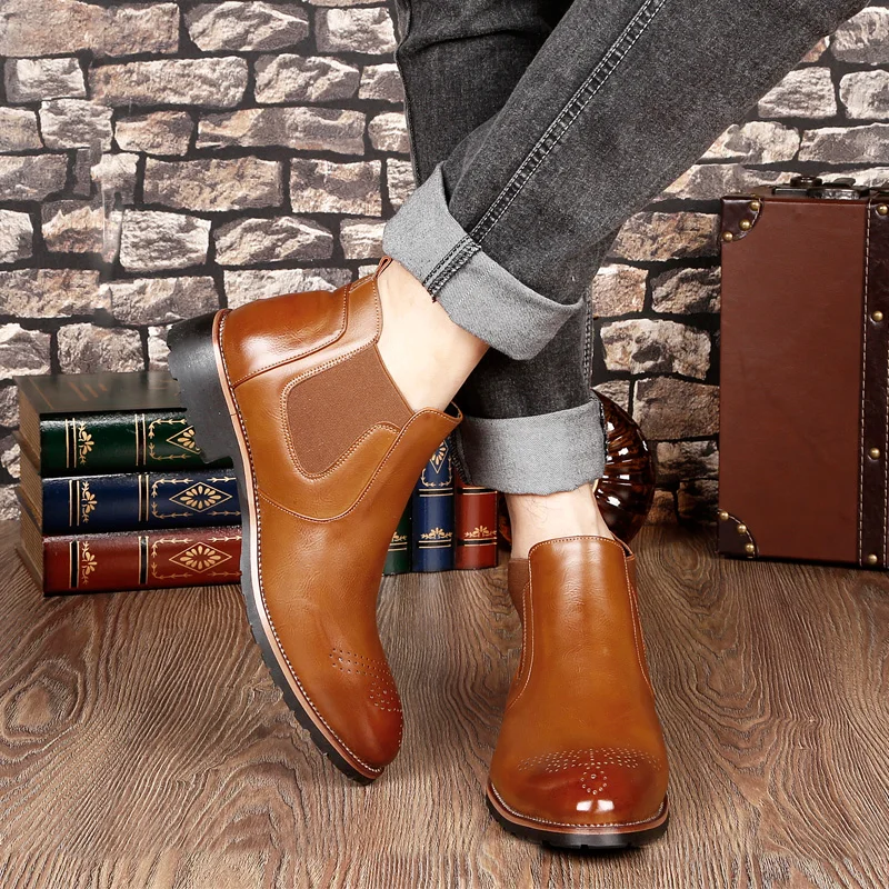 ARIARI/сезон осень-зима; классические кожаные ботильоны «Челси»; Мужская обувь с мехом; теплые винтажные мужские повседневные ботинки в байкерском стиле