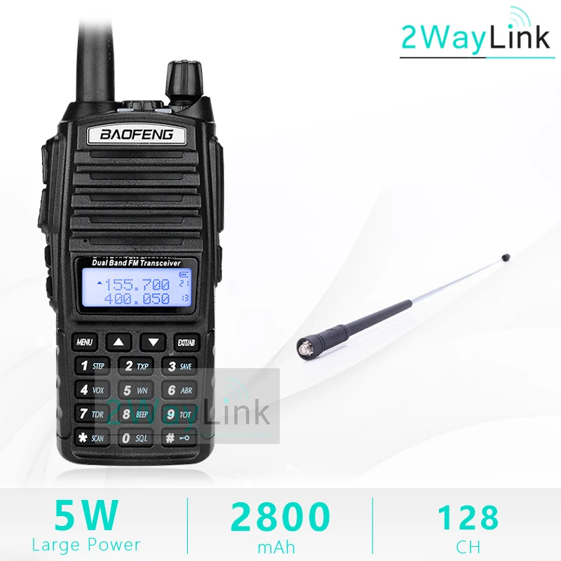 BaoFeng UV-82 рация 5 Вт 128Ch двухдиапазонный УКВ 136-174 МГц 400-520 МГц Портативный Baofeng UV82 Ham Радио Baofeng 82 - Цвет: Add Telescopic