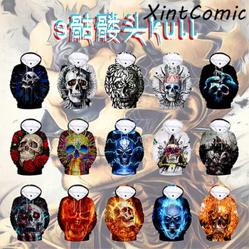 

3D Thriller Flame Skull Men Sweatshirt Women Hoodies Handsome Hooded Men 3D Hoody hio hop clothes Adult Kid