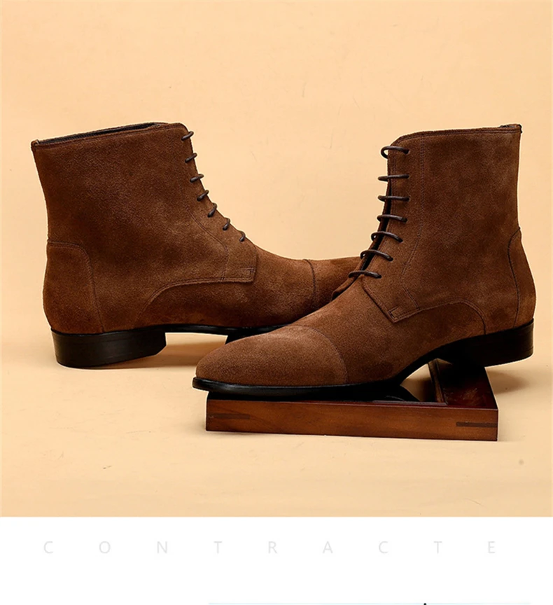 Мужские зимние ботинки из натуральной кожи; замшевые ботинки «Челси»; повседневные Полуботинки на плоской подошве; удобные качественные слипоны; модельные ботинки