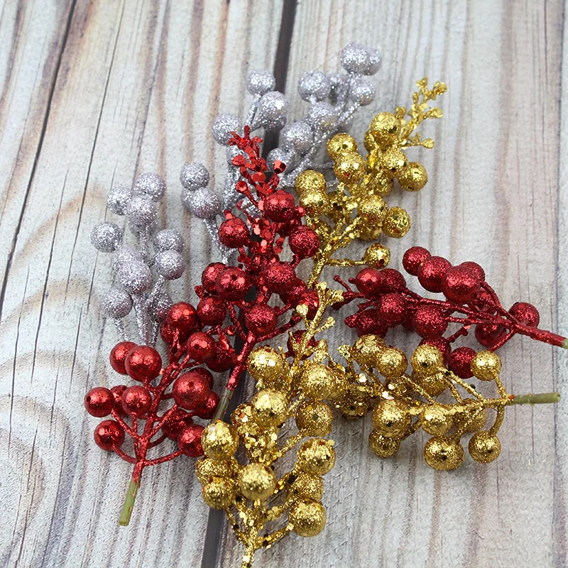 

50pcs Artificial Foam Berry Christmas Branch For Arrange Flower Wreath Xmas Tree Wedding Bridal Bouquet Table Hotal Decoration