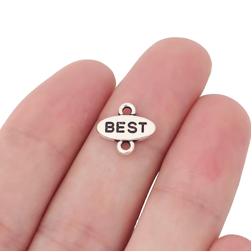 ZXZ 30 шт. тибетские серебряные бусины BEST FRIENDS соединительные для браслетов