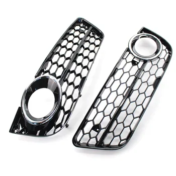 

Chrome Honeycomb Fog Light Grill Grille Cover For 08-11 Audi A5 Only For Standard Bumpers Not for S-Line Bumpers / RS Models