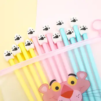 

12Pcs/pack Creative Kawaii Cute Cat Gel Pens Animal Blue Ink School Office Supply Stationery Stationary Pencil Case Bag Freebie