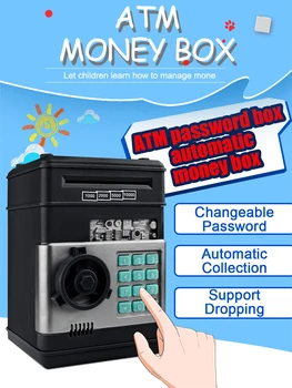 

Electronic Piggy Bank ATM Password Money Box Cash Coins Saving Box ATM Bank Safe Box Automatic Deposit Banknote Christmas Gift
