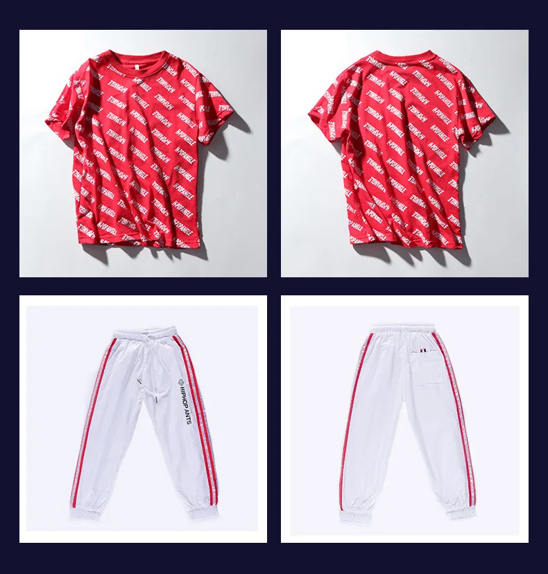 Children's Jazz Costumes New Hip-Hop Set Summer Girls Short-Sleeved Print shirt Pants Suit Kids Catwalk Show Performance Clothes (6)