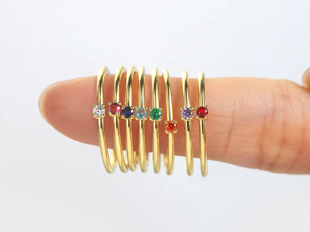 Dünne Dainty Ringe Für Frauen Engagement Versprechen Finger Ring Ästhetischen Gold Farbe Zirkonia Fashion Weihnachten Schmuck R112 – Detail 3