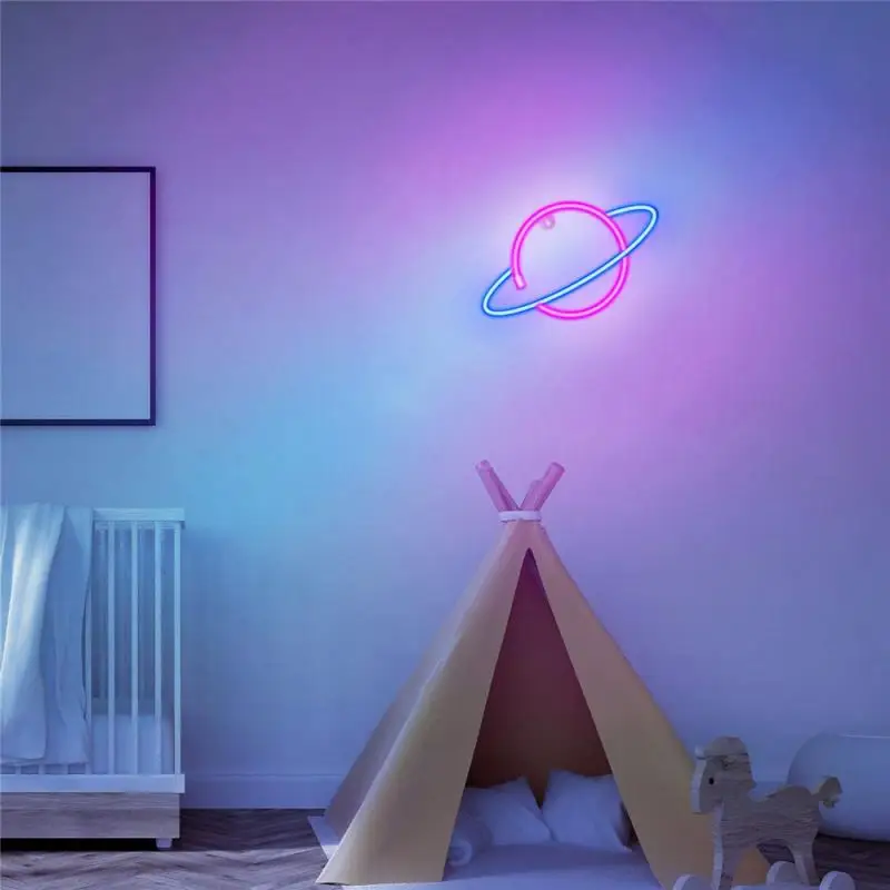 LED Planet Neon Light Universe Modeling LightBedroom Decoration Hanging Lamp Home Party Holiday Decor Gift Lighting | Лампы и