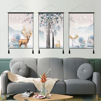 

Elk Decorative Painting Valance Living Room Sofa Wall Wall Cloth Online Celebrity Tapestry Nordic Triple Paintings Wholesale