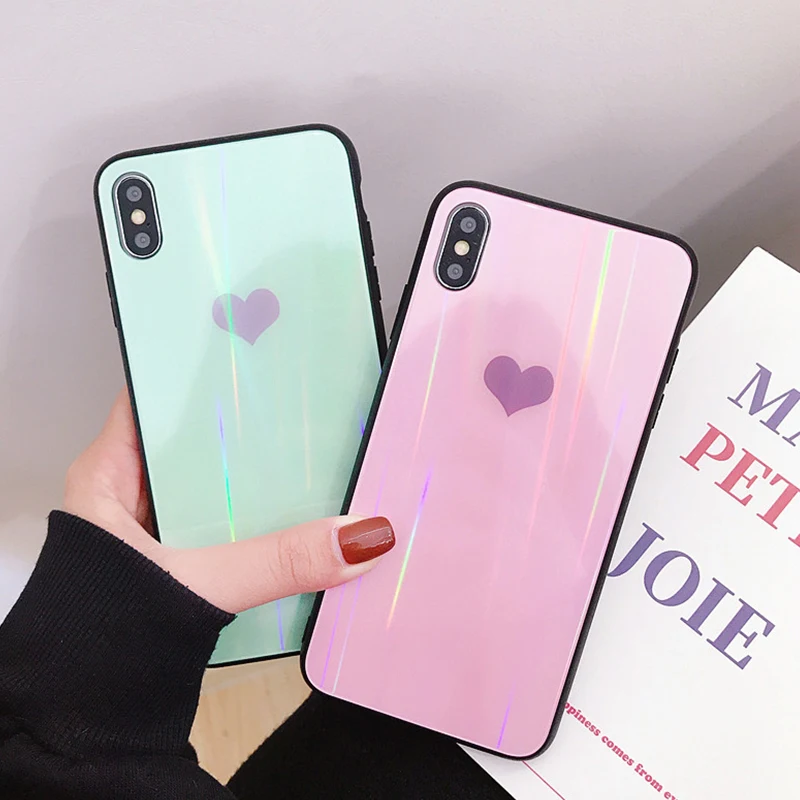 Чехол из закаленного стекла Laser Love Heart для Huawei P20 Lite P30 Pro Honor 9 10 V9 V10 Mate 20 PRO Nova 2S 3 3i 4 Y9