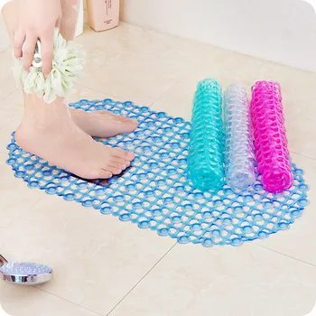 

Solid Color Bathroom Anti-slip Mat Quality PVC Oval Floor Rug Foot Pad For Shower Room Doormat 37*67cm Bath Mats Toilet Carpet