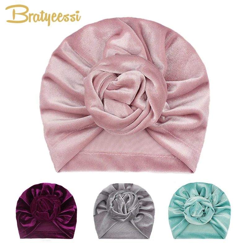 

Velvet Winter Baby Hat Flower Turban Hat Kids Beanie Toddler Cap Infant Bonnet Autumn Spring Kids Girls Hats Baby Accessories