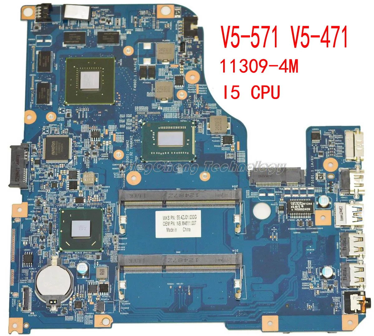 HOLYTIME материнская плата для ноутбука acer V5-571G V5-531G 11309-4M 48.4tu0504m процессор I5
