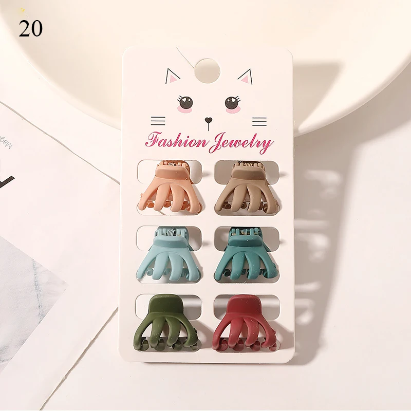 Fashion Amber Hair Clip Good-looking Morandi Color Mini Hair Accessories 6Pcs/Set  Small Cute Resin Hair Claws Clip Simplicity knot hair band