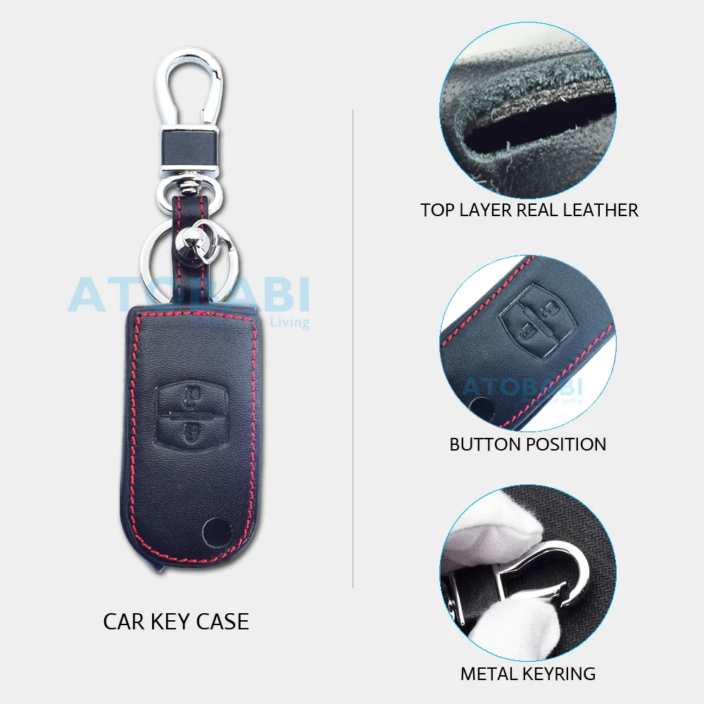 Чехол для автомобильного ключа из натуральной кожи Mazda 2 3 6 CX5|2 button|key case for carcar key cover