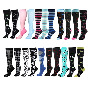 

HUAYASX Compression Stockings Lattice Dog Stripe Star Colorful Women Men Sport Star Compress Socks Sports Nylon Unisex Pressure