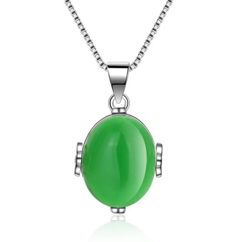 New Fashion Natural Stone Female 925 Sterling Silver Jewelry Personality Oval Geometry Two Colors Pendant Necklaces H339 | Украшения и