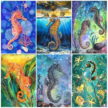 

Hippocampus 5D Diamond Painting Full Square Animal Picture Of Rhinestone Seahorse diamond Embroidery Mosaic Home DecorZP-3827
